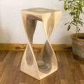 Monkey Pod Wood Twist White Oil End Table (Thailand)