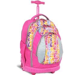 J World 'Sweet' Neon Squares 17-inch Kids Ergonomic Rolling Backpack