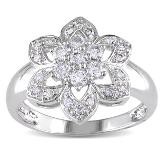 Miadora 14k White Gold 1/2ct TDW Diamond Flower Ring (G-H, I1-I2)