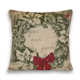 Wreath Postcard 18x18-inch Decorative Pillow