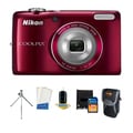 Nikon Coolpix L26 16.1MP Red Digital Camera with Deluxe Bonus Kit (Refurbished)