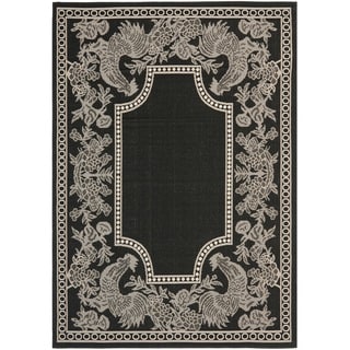 ( ._.) Safavieh Black/ Sand Indoor Outdoor Rug