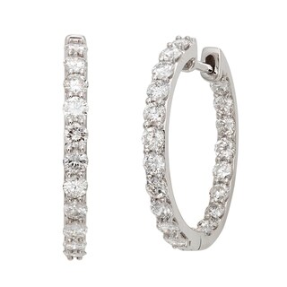 14k White Gold 2ct TDW Diamond Hoop Earrings (G-H, I2)