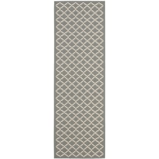 Now Sale Safavieh Anthracite Grey/ Beige Indoor Outdoor Rug (2'2 x 14')