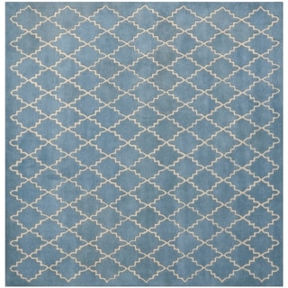 Safavieh Handmade Moroccan Blue Grey Wool Rug (7' Square)