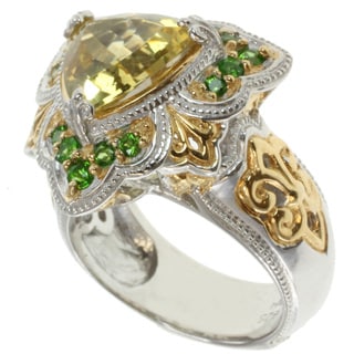 Michael Valitutti Two-tone Helidor and Chrome Diopside Ring