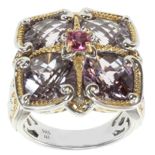 Michael Valitutti Two-tone Pink Tourmaline and Amethyst Ring
