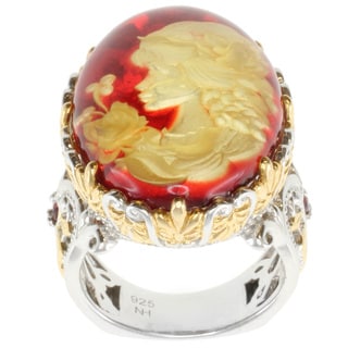 Michael Valitutti Two-tone Carved Amber Ring