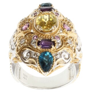Michael Valitutti Two-tone Multi-gemstone Ring
