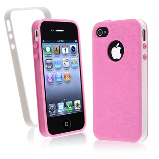 BasAcc Hot Pink/ White Trim TPU Case for Apple iPhone 4/ 4S