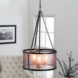 Organza / Wire 3-light Distressed Iron Black Chandelier