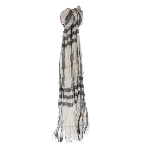 Burberry Ivory Giant Check Crinkle Scarf Burberry Designer Scarves & Wraps