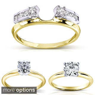 14k Two-tone Gold 1/4 to 1ct TDW Diamond Wrap or Round-cut Solitaire Ring (H-I, I1-I2)
