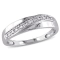 Miadora 10k White Gold 1/10ct TDW Diamond His and Her Ring