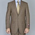 Giorgio Fiorelli Men's Brown Windowpane 2-Button Suit