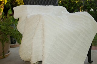 Ruffled Ivory Quilted Throw