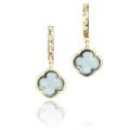 Little Miss Twin Stars 14k Goldplated Colored Glass Clover Hammered Hoop Earrings