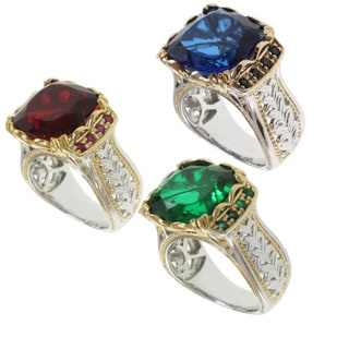Michael Valitutti Two-tone Quartz Doublet and Sapphire, Ruby or Emerald Ring