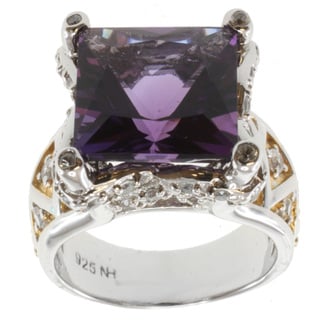 Michael Valitutti Two-tone Square Amethyst and White Sapphire Ring ...