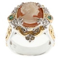Michael Valitutti Two-tone Cameo, Emerald and White Sapphire Ring