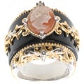 Michael Valitutti Two-tone Cameo, Black Onyx and White Sapphire Ring