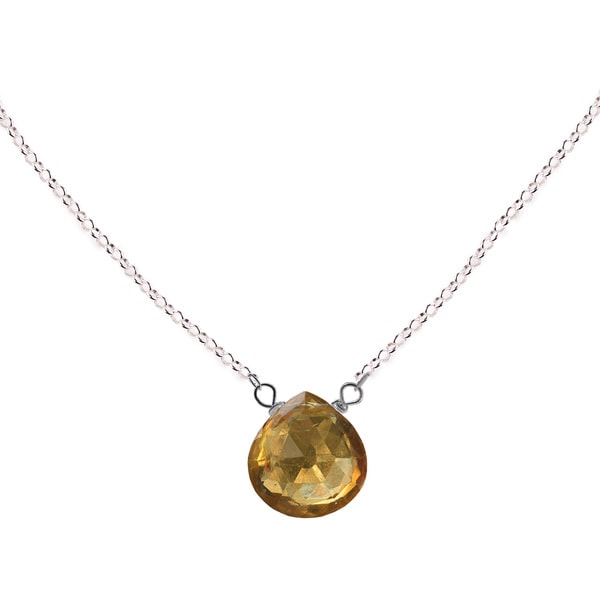 Ashanti Sterling Silver Genuine Citrine Briolette Necklace (sri Lanka 