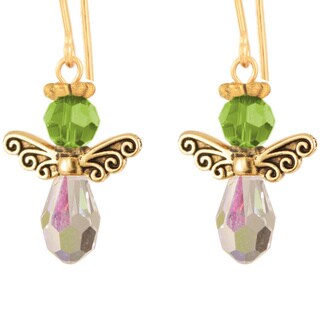 Small Crystal Birthstone Angel Earrings