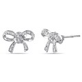 Miadora Sterling Silver Diamond Accent Bow Earrings