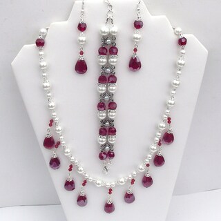 Light Siam Red Teardrop Wedding Jewelry Set