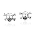 Petite Punk Skull Pirate Silver Stud Earrings (Thailand)