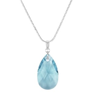 Jewelry by Dawn Large Aquamarine Crystal Pear Sterling Silver Necklace