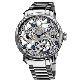 Akribos XXIV Men's Stainless Mechanical Skeleton Bracelet Watch