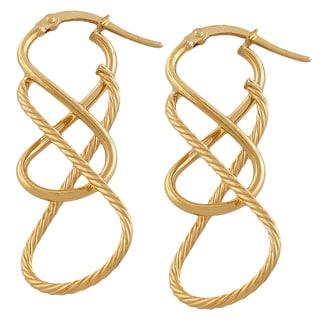 Fremada 14k Yellow Gold Polished and Textured Italian Hoop Earrings