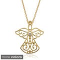 Finesque 18k Gold or Silver Overlay Diamond Accent Angel Necklace