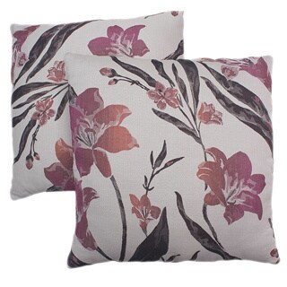 Abbyson Living Aries 18-inch White/ Pink Decorative Pillows (Set of 2)