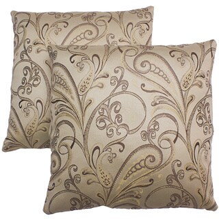 Abbyson Living Havana 18-inch Cream Patterned Decorative Pillows (Set of 2)