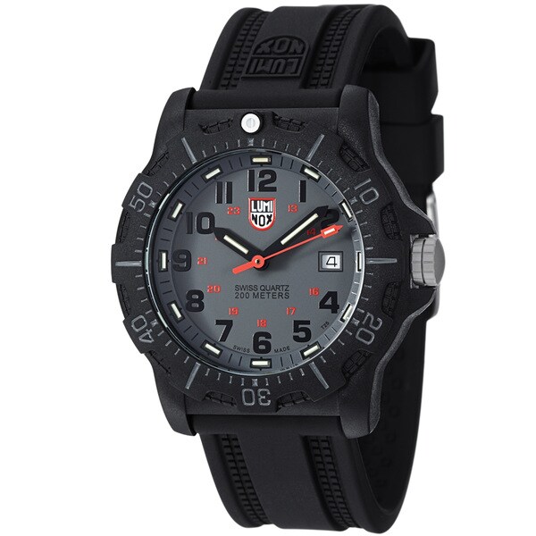 Luminox Men's 'OPS' Grey Dial Black Rubber Strap Quartz Watch