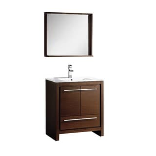 Fresca Allier 30-inch Wenge Brown Modern Bathroom Vanity with Mirror