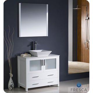 For sale Fresca Torino 36-inch White Modern Bathroom Vanity with Vessel Sink