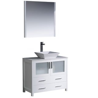 Fresca Torino 36-inch White Modern Bathroom Vanity with Vessel Sink