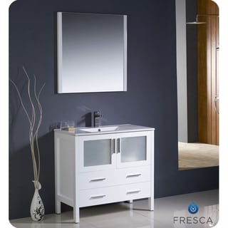 ###  Fresca Torino 36-inch White Modern Bathroom Vanity with Undermount Sink