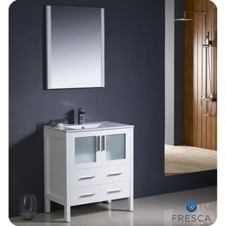Low Price Fresca Torino 30-inch White Modern Bathroom Vanity with Undermount Sink