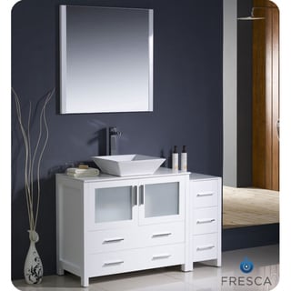 Buy  Fresca Torino 48-inch White Modern Bathroom Vanity with Side Cabinet and Vessel Sink