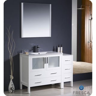 For sale Fresca Torino 48-inch White Modern Bathroom Vanity with Side Cabinet and Undermount Sink