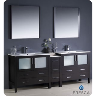 Big Save Fresca Torino 84-inch Espresso Modern Double Sink Bathroom Vanity with Side Cabinet and Undermount Sinks