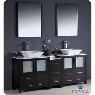 Find Shop Fresca Torino 72-inch Espresso Modern Double Sink Bathroom Vanity with Side Cabinet and Vessel Sinks