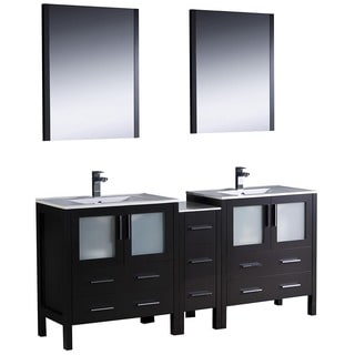 Fresca Torino 72-inch Espresso Modern Double Sink Bathroom Vanity with Side Cabinet and Undermount Sinks