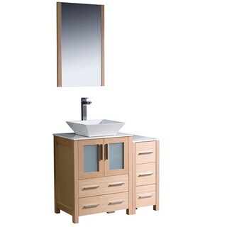 Fresca Torino 36-inch Light Oak Modern Bathroom Vanity with Side Cabinet and Vessel Sink