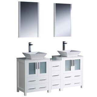 Fresca White 60-inch Double Sink Bathroom Vanity