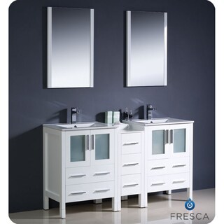 Great Prices Fresca White 60-inch Double Sink Bathroom Vanity